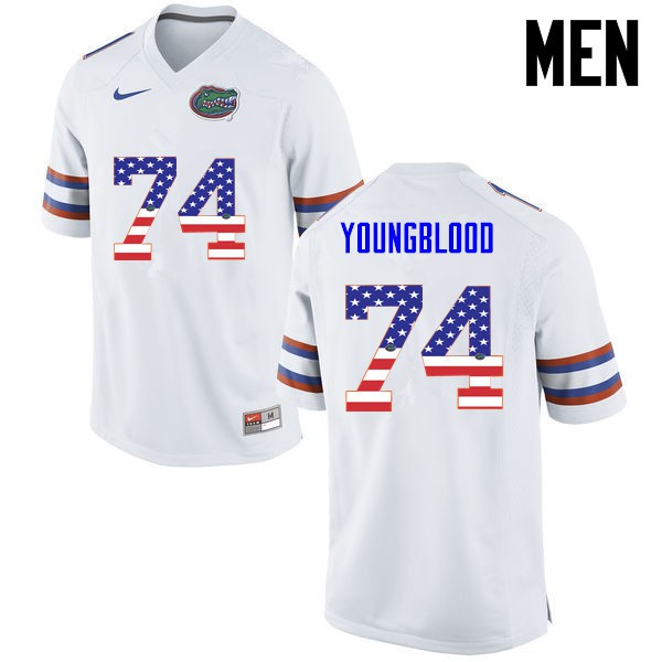 Florida Gators Men #74 Jack Youngblood College Football Jersey USA Flag Fashion White